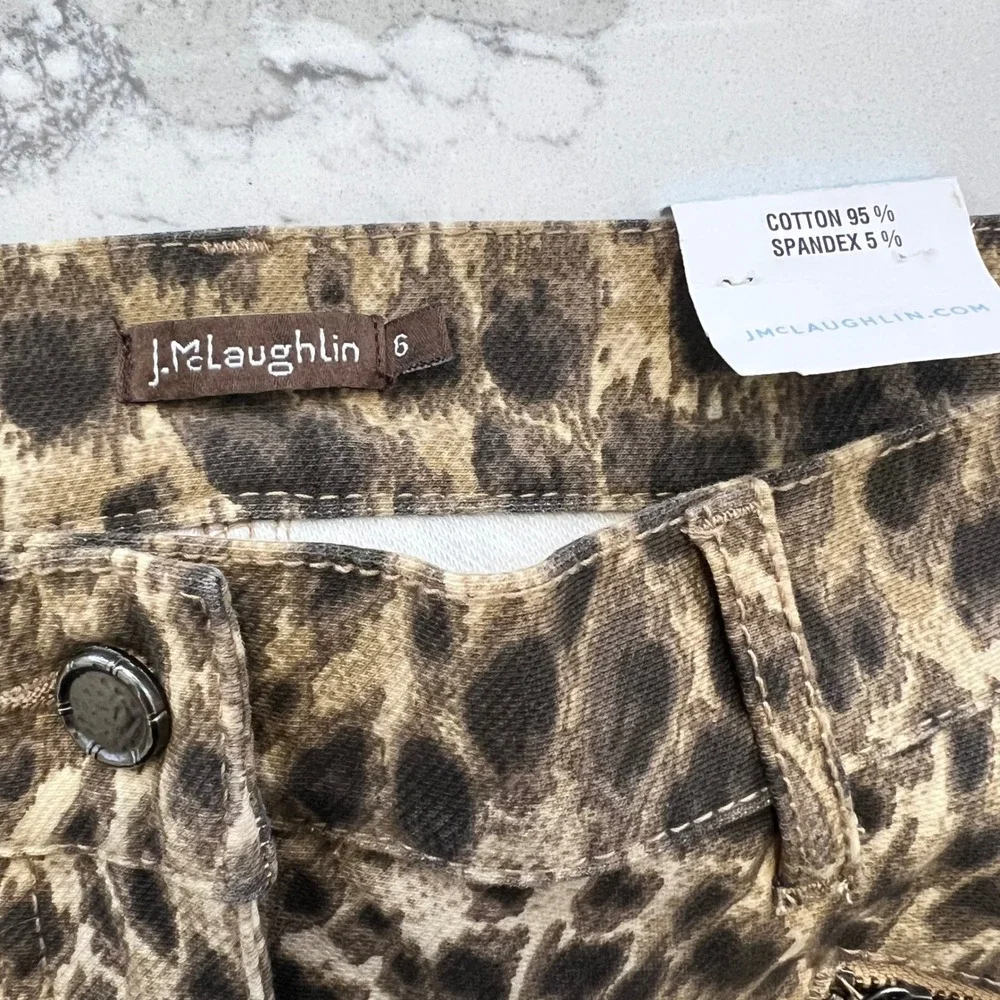 J. McLaughlin Baxter Leopard Print Pants 6 Mob Wife Quiet Luxe Rockstar Chic